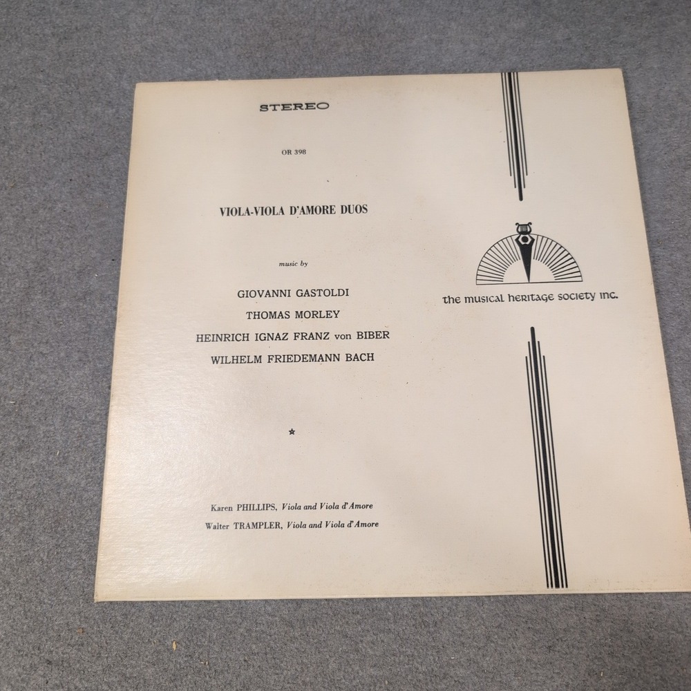 Viola Viola D'Amore Duos LP Karen Phillips Walter Trampler MHS OR 398 Classical - Picture 1 of 2